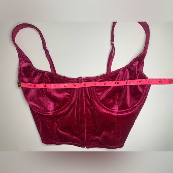 Vibrant Burgundy Velvet Corset Crop Top Bralette Urban Oufitters Out from Under - Picture 7 of 11
